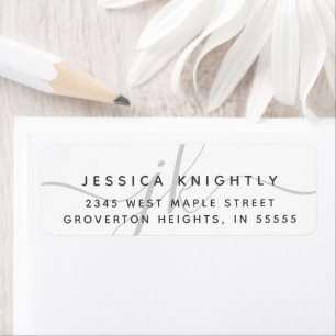 Modern Script Minimal Grey Monogram Initials Label