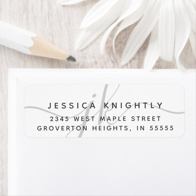 Modern Script Minimal Grey Monogram Initials Label (Insitu)