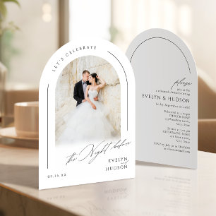 Modern Script Minimal Photo Arch The Night Before Invitation
