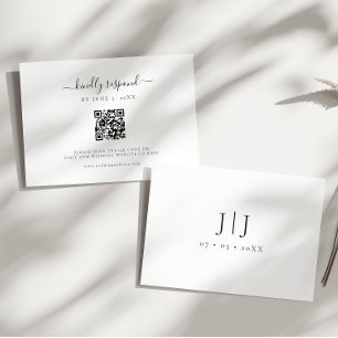 Modern Script Minimal QR Code RSVP Card