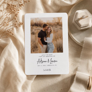 Modern Script Minimal Wedding Photo Save the Date