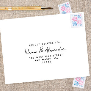 Modern Script Minimal Wedding RSVP Return Address Self-inking Stamp