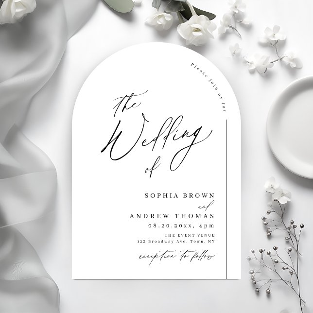 Modern script minimalist arch wedding invitation (Modern script minimalist arch wedding invitation)