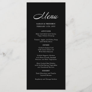 Modern Script Minimalist Black Wedding Menu