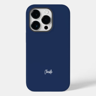 Modern Script Minimalist Navy Blue Personalised iPhone 14 Pro Case