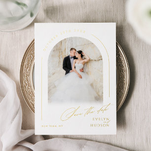 Modern Script Minimalist Photo Arch Wedding