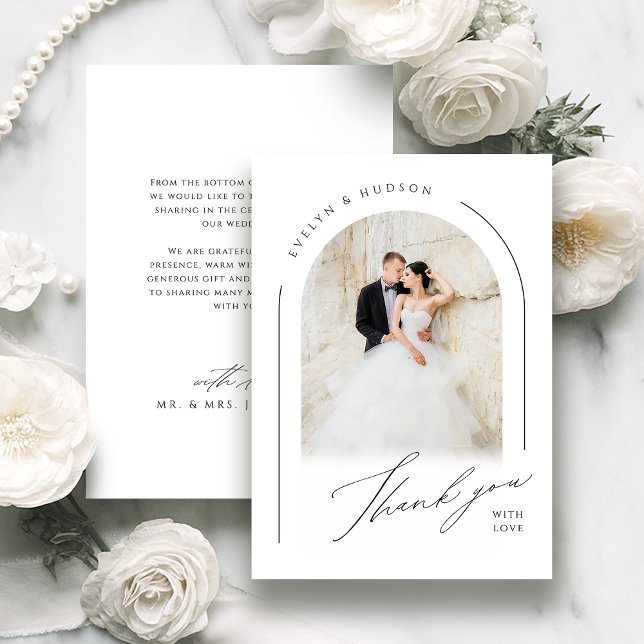 Modern Script Minimalist Photo Arch Wedding Thank You Card (Modern Script Minimalist Photo Arch Wedding Thank You Card)