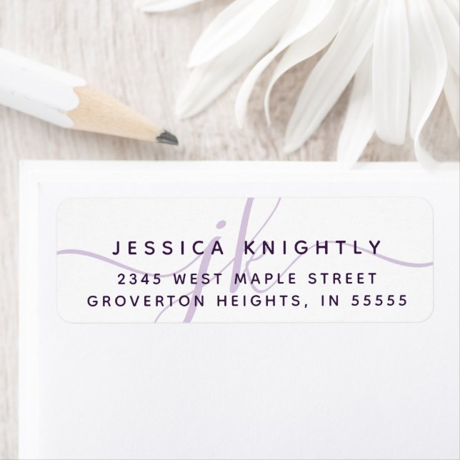 Modern Script Minimalist Purple Monogram Initials (Insitu)