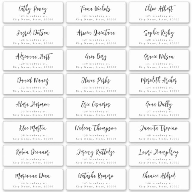Modern Script Minimalist Wedding Guest Address (Front)