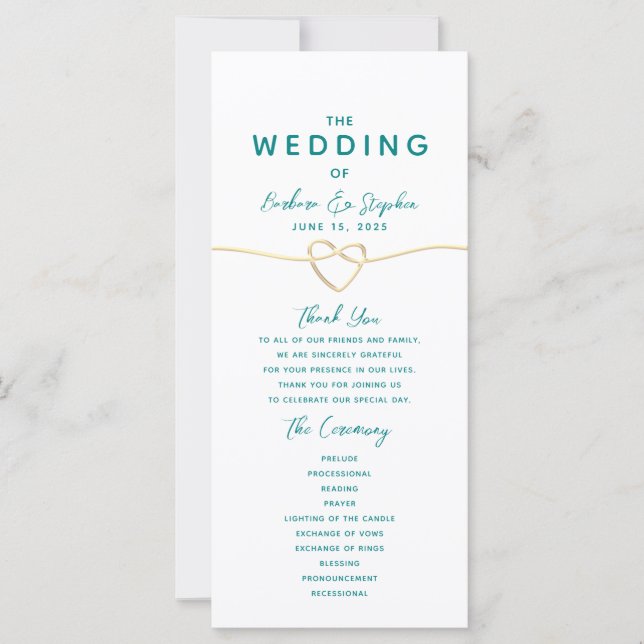 Modern Script Minimalist Wedding Program (Front)