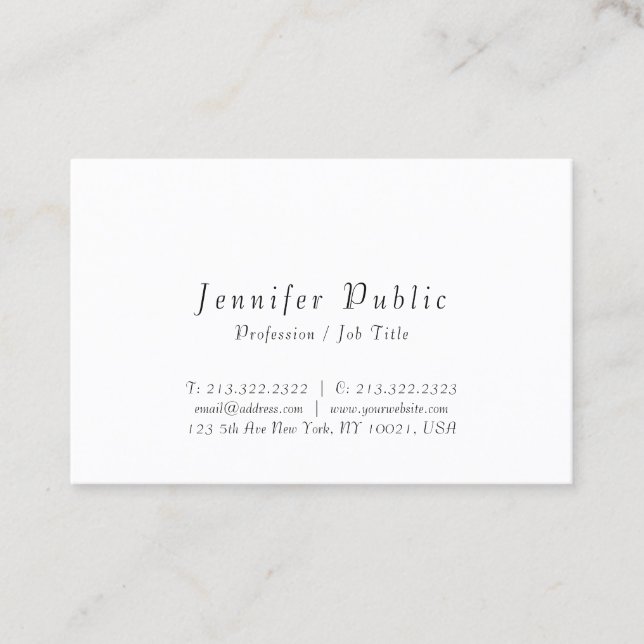 Modern Script Minimalistic Design Elegant Template Business Card (Front)