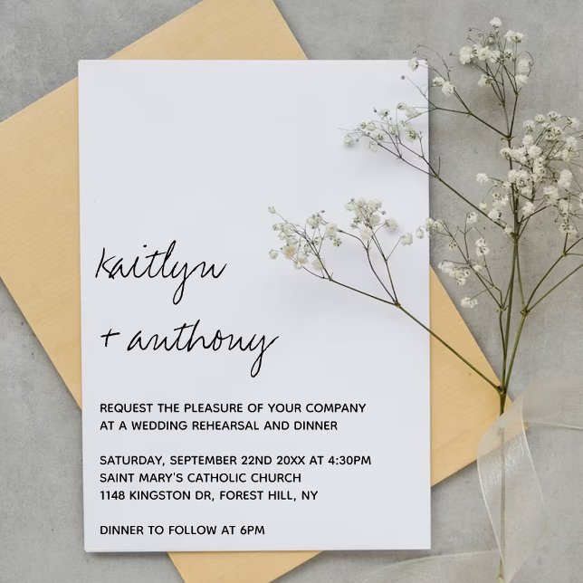 Modern Script Minimalistic Wedding Rehearsal Invitation (Creator Uploaded)