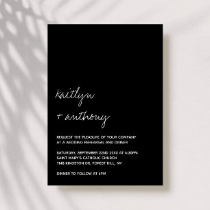 Modern Script Minimalistic Wedding Rehearsal Invitation