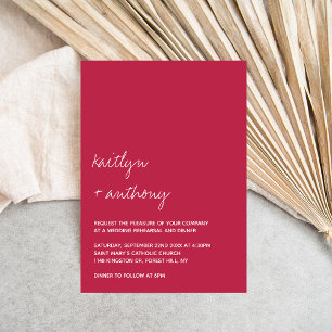 Modern Script Minimalistic Wedding Rehearsal Invitation