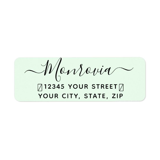 Modern Script Mint Green Return Address Label (Front)