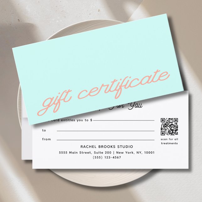 Modern Script Mint QR Code Gift Certificate (Modern Script Mint QR Code Gift Certificate)