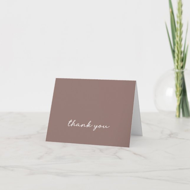 Modern Script Mocha Folded Thank You Card (Front)