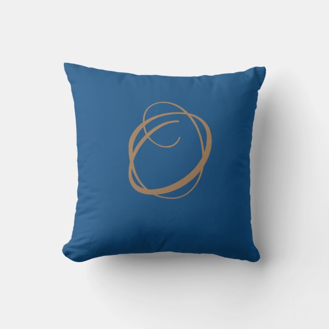Modern Script Monogram Blue Cushion (Front)