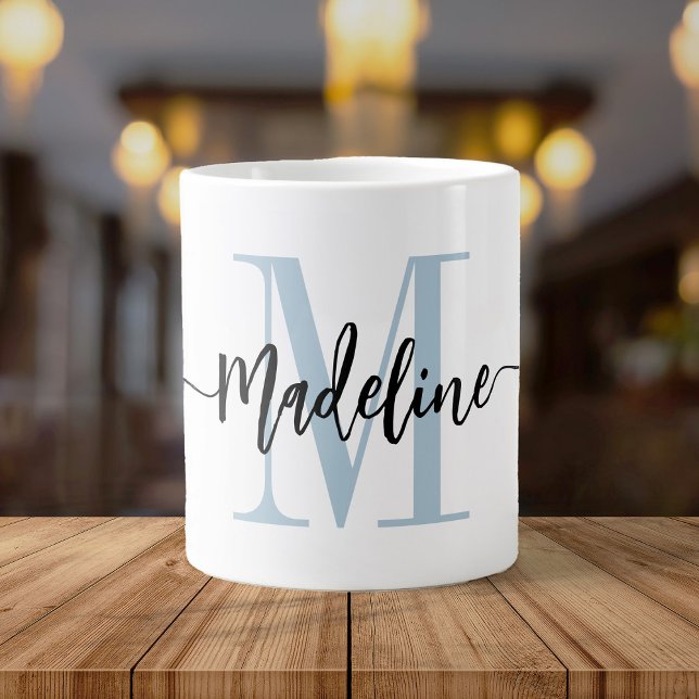 Modern Script Monogram Custom Jumbo Large Coffee Mug (Creator Uploaded)