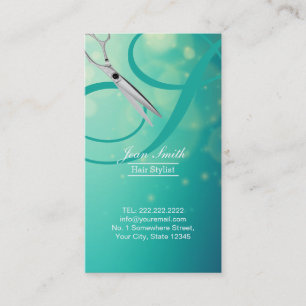 Modern Script Monogram Elegant Hair Stylist Business Card