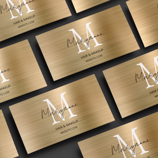 Modern Script Monogram Gold Business Card (Creator Uploaded)
