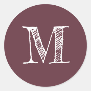 Modern Script Monogram Initial Burgundy Label