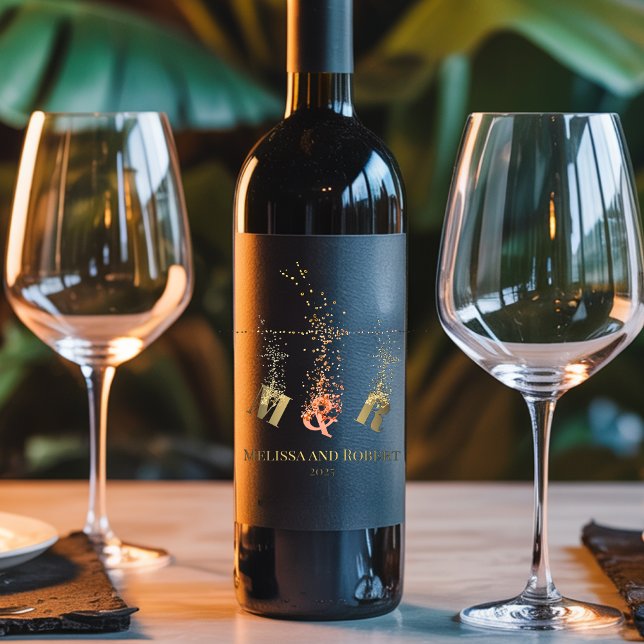 Modern Script Monogram Initial Elegant Chic Trendy Wine Label (Creator Uploaded)