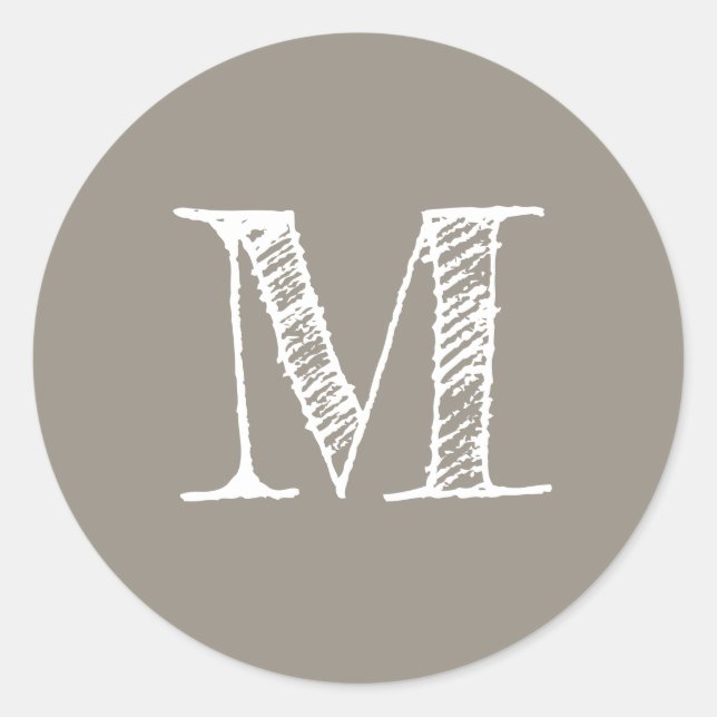 Modern Script Monogram Initial Grey Label (Front)