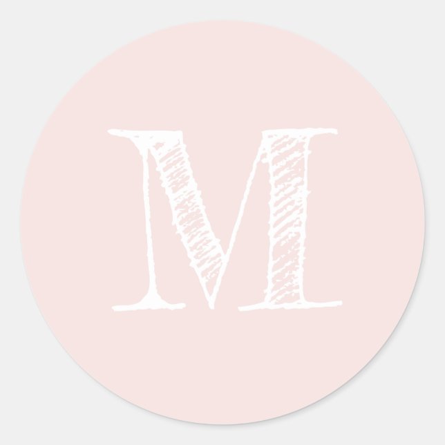 Modern Script Monogram Initial Pastel Pink Label (Front)