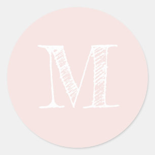 Modern Script Monogram Initial Pastel Pink Label