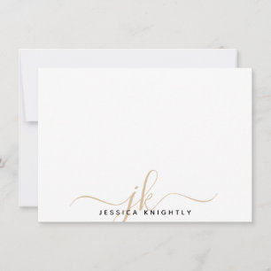 Modern Script Monogram Initials Minimal Gold Card