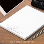 Modern Script Monogram Initials Minimal Gray Notepad<br><div class="desc">Personalized modern notepad with simple calligraphy style script initials or monogram and name in silver and gray. CHANGES: The text font style, color, size and placement can be changed by clicking on CUSTOMIZE FURTHER under the PERSONALIZE section for a custom look or by contacting the designer via Zazzle Chat or...</div>