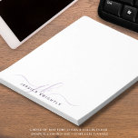 Modern Script Monogram Initials Minimalist Purple Notepad<br><div class="desc">Personalised modern notepad with simple calligraphy style script initials or monogram and name in light and dark purple. CHANGES: The text font style, colour, size and placement can be changed by clicking on CUSTOMIZE FURTHER under the PERSONALIZE section for a custom look or by contacting the designer via Zazzle Chat...</div>