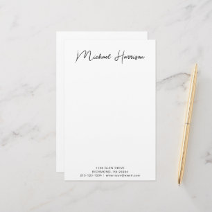 Modern Script Monogram Personalized Stationery