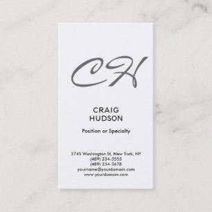Modern Script Monogram Professional Business Card