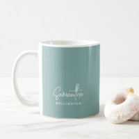 Modern Script Monogram Turquoise Mint Green Name