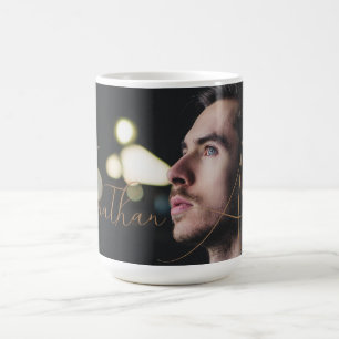 Modern Script Monogrammed Full Photo Coffee Mug