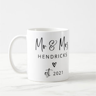 Modern Script   Mr and Mrs. Wedding Established Coffee Mug