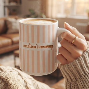 Modern Script Mum Dad Grandma Grandpa Aunt Stripes Coffee Mug