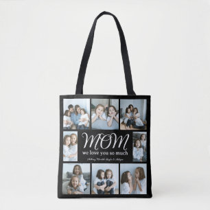 Modern Script Mum We Love You Photo Collage XO Tote Bag