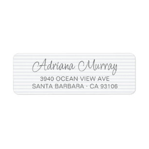 Modern Script Name Blue Striped Return Address