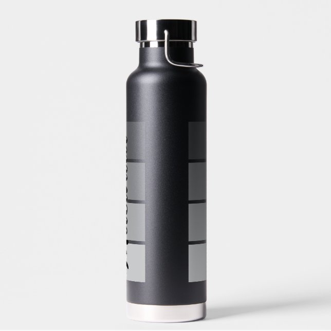 Modern Script Name Design – Black Minimalist Water Bottle (Left)