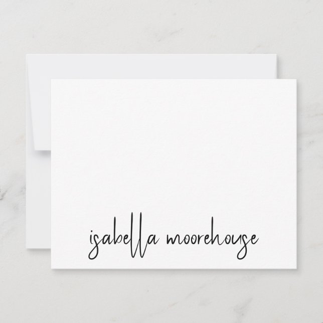 Modern Script Name Flat Note Card (Front)