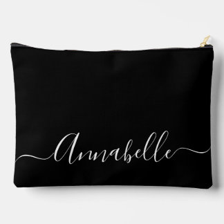 Modern Script name girly black Accessory Pouch