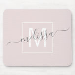 Modern script name monogram  mouse mat<br><div class="desc">Chic beige script monogram name mouse pad. Simple,  clean monogrammed personalised mouse pad with your name initials,  and name. Font and text colours are fully customisable.</div>