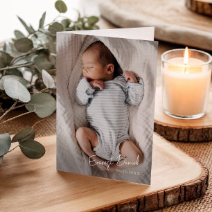 Modern Script Name Photo Baby Thank You Cards