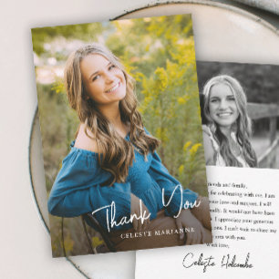 Modern Script Name Photo Graduation Thank You Card