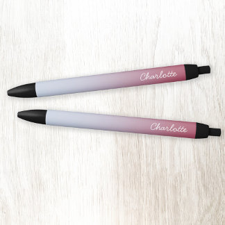 Modern Script Name Pink Blue Gradient Personalised Black Ink Pen