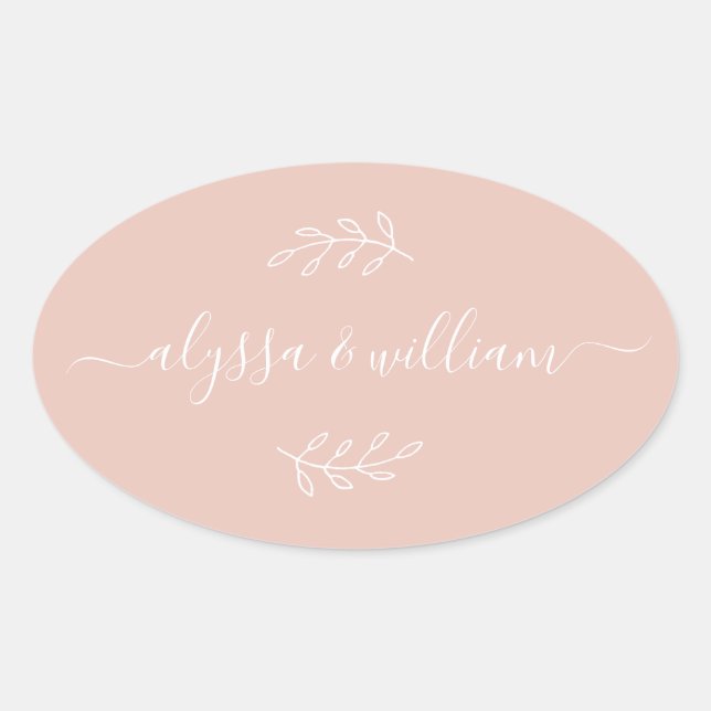 Modern Script Name Simple Blush Pink Elegant Oval Sticker (Front)
