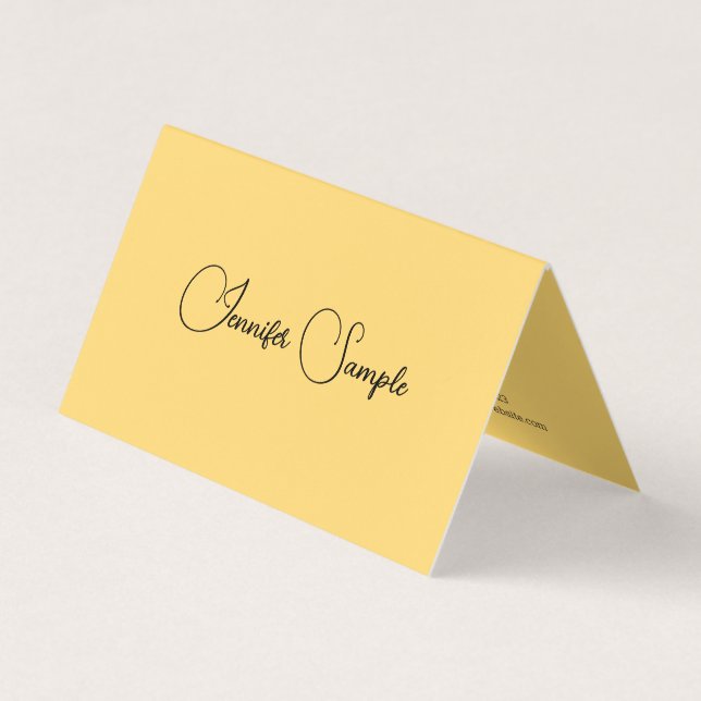 Modern Script Name Template Faux Gold Folded Business Card (Front)